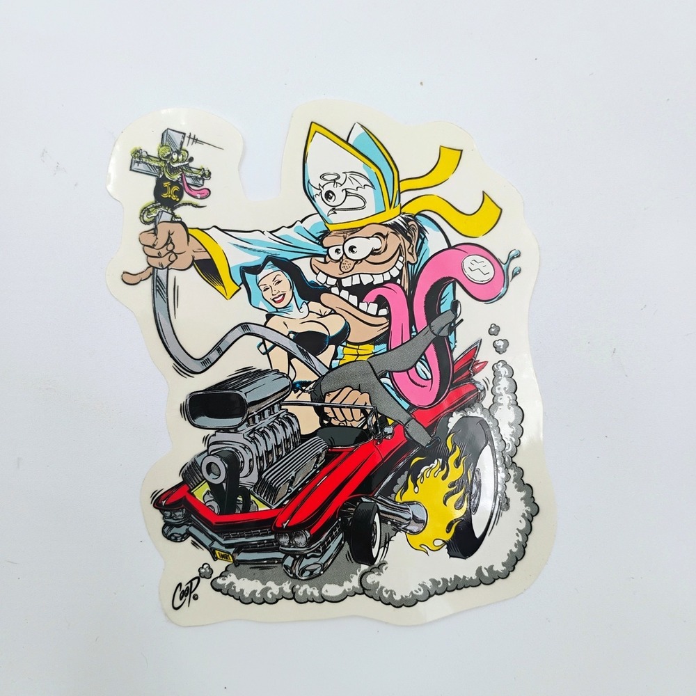 Coop Art Pope Devil Nun Hot Rod Decal Sticker Lowbrow Rat Fink Style VTG NOS 00s
